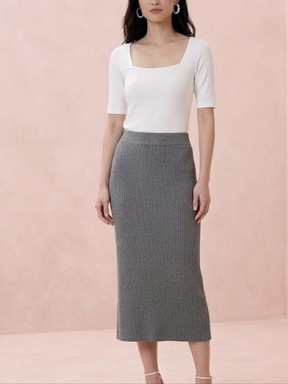 Banana Republic Ribbed Midi Sweater Skirt Size Medium